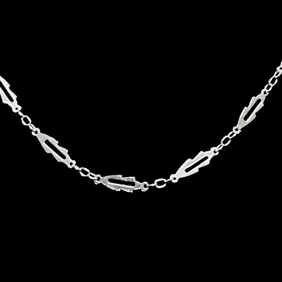 Silver Tone Fancy Link Chain Necklace (5110) - Picture 3 of 5